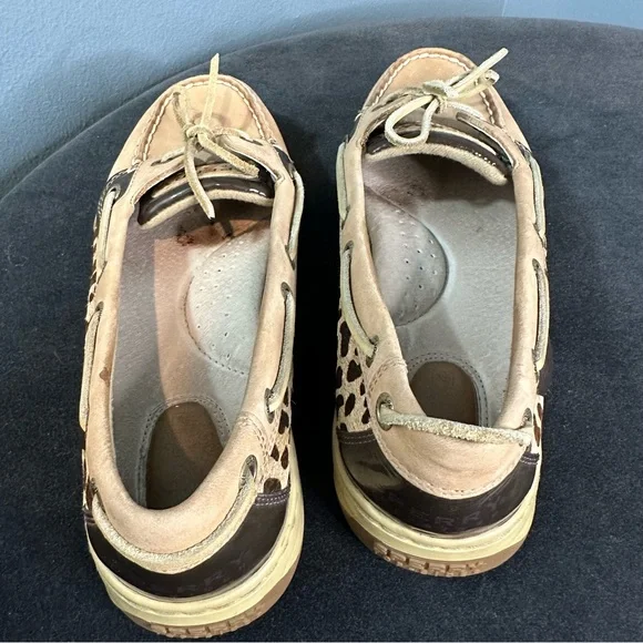 Sperry Top Siders Leather & Cheetah Fur Printed Boat Shoes - Picture 4 of 7